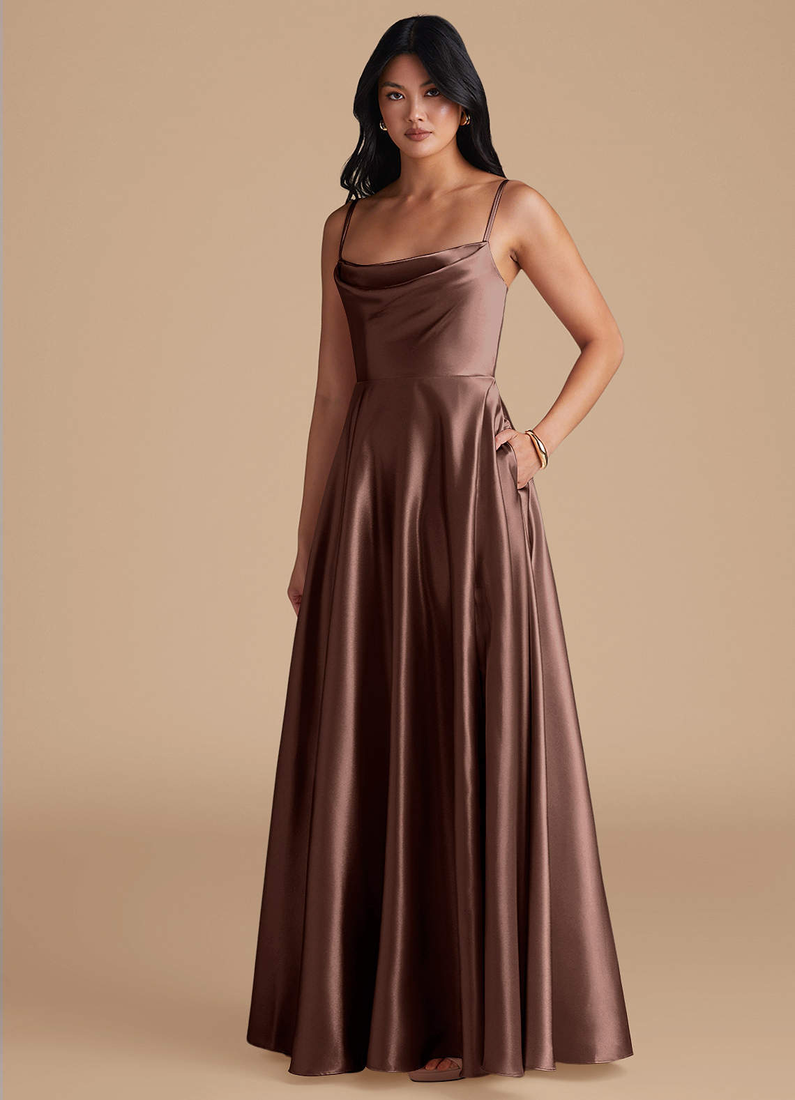 elyessen Elle Black A-Line with Pockets Metallic Satin Dress 4