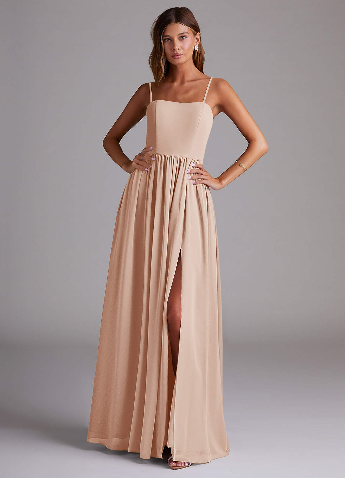 elyessen Calianna Dusty Blue A-Line Off the Shoulder Chiffon Convertible Dress 4