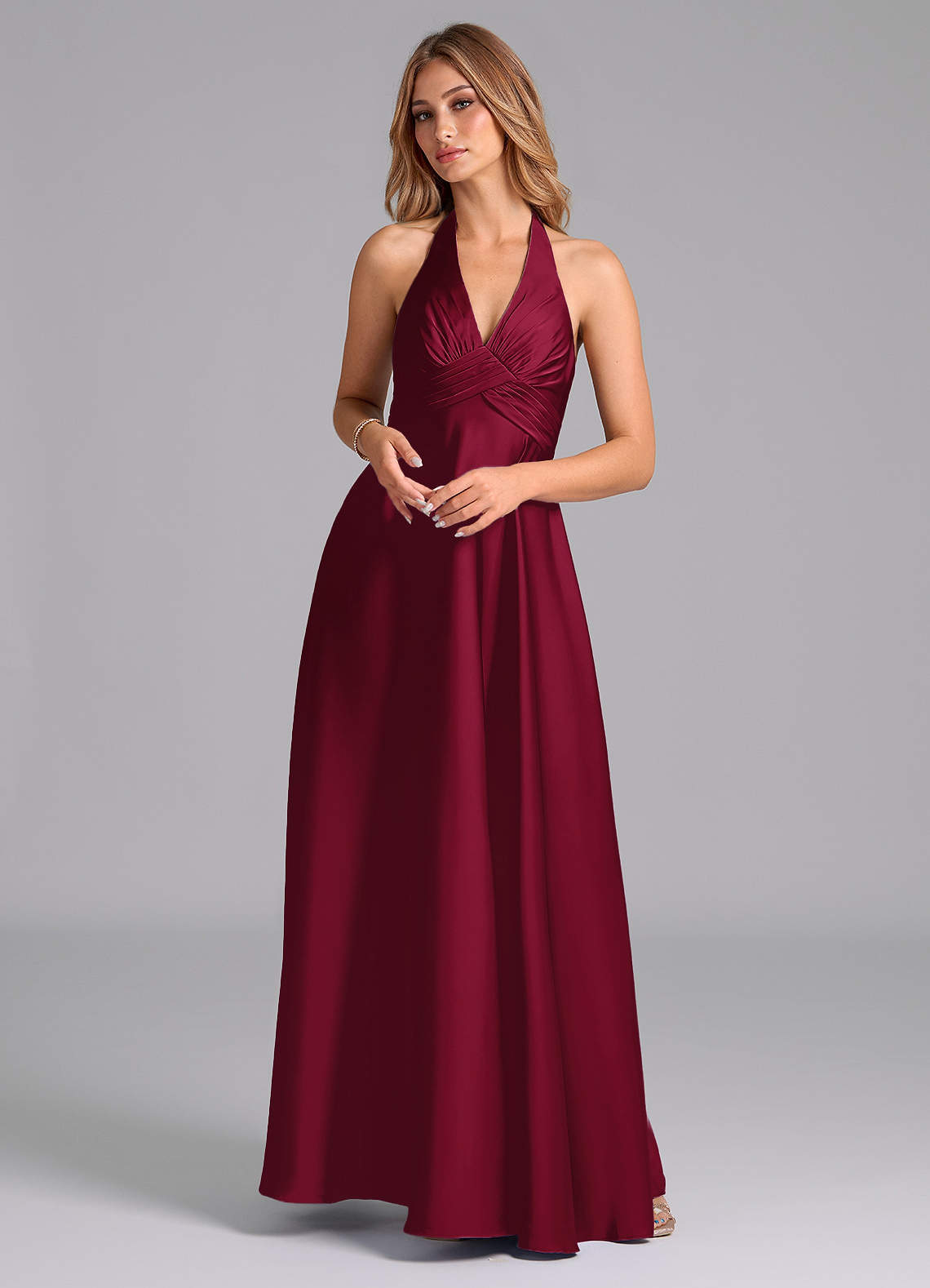 elyessen Tessie Terracotta A-Line Pleated Stretch Satin Dress 6
