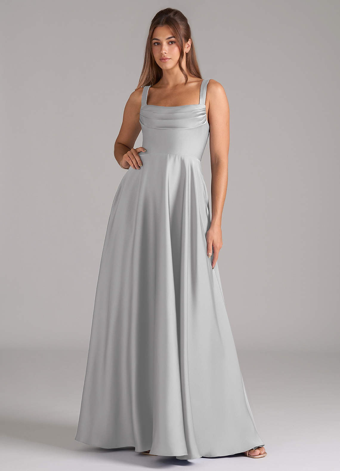 elyessen Shaude Black A-Line Pleated Stretch Satin Dress 7