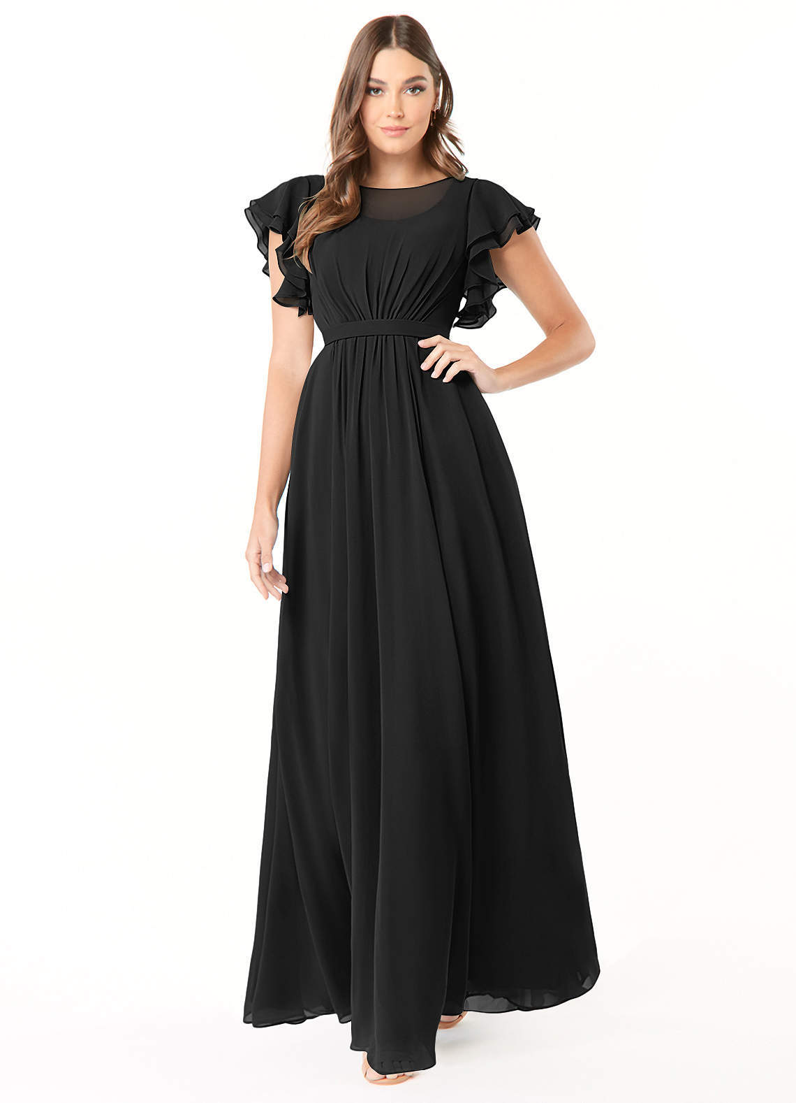 elyessen Daphne A-Line Ruffled Chiffon Floor-Length Dress Eucalyptus 7