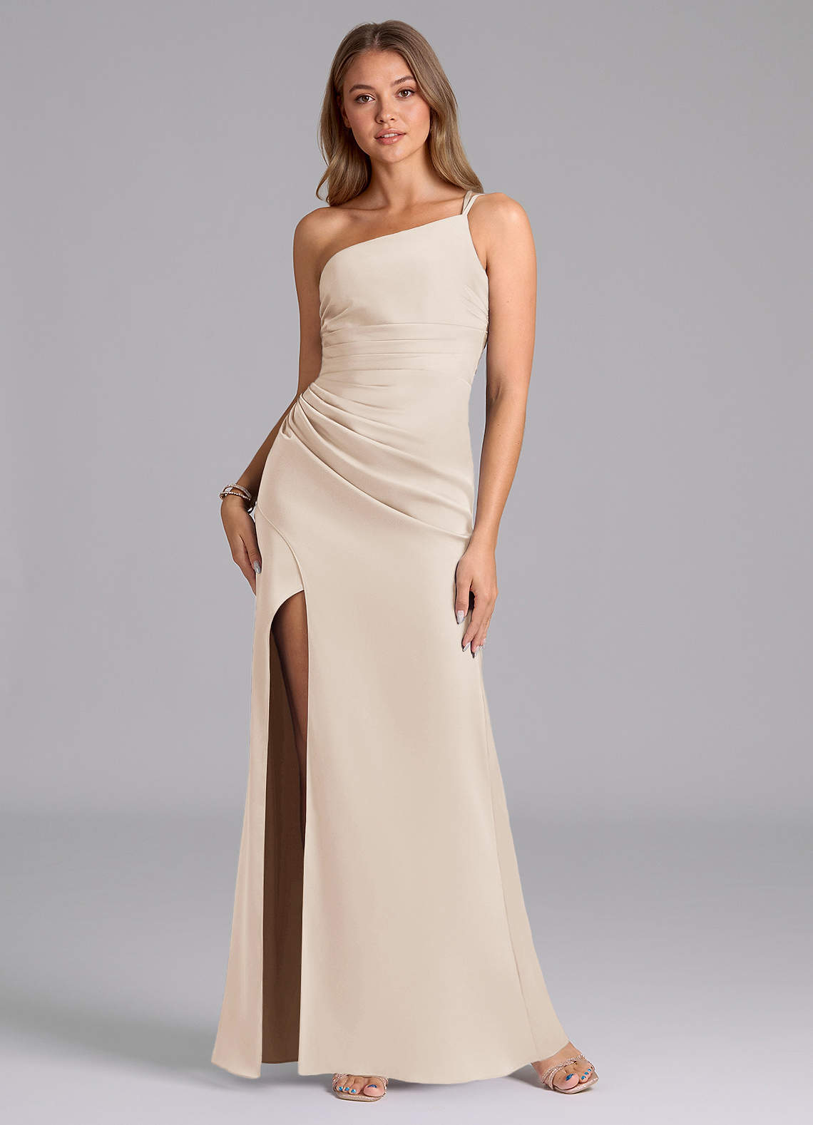 elyessen Eren Black Mermaid One Shoulder Stretch Satin Dress 7