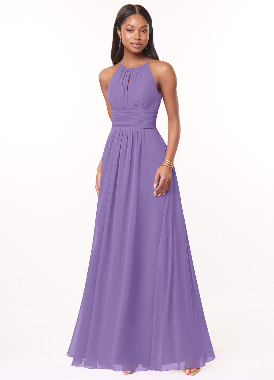 elyessen Bonnie Burgundy A-Line Keyhole Ruched Chiffon Dress 5