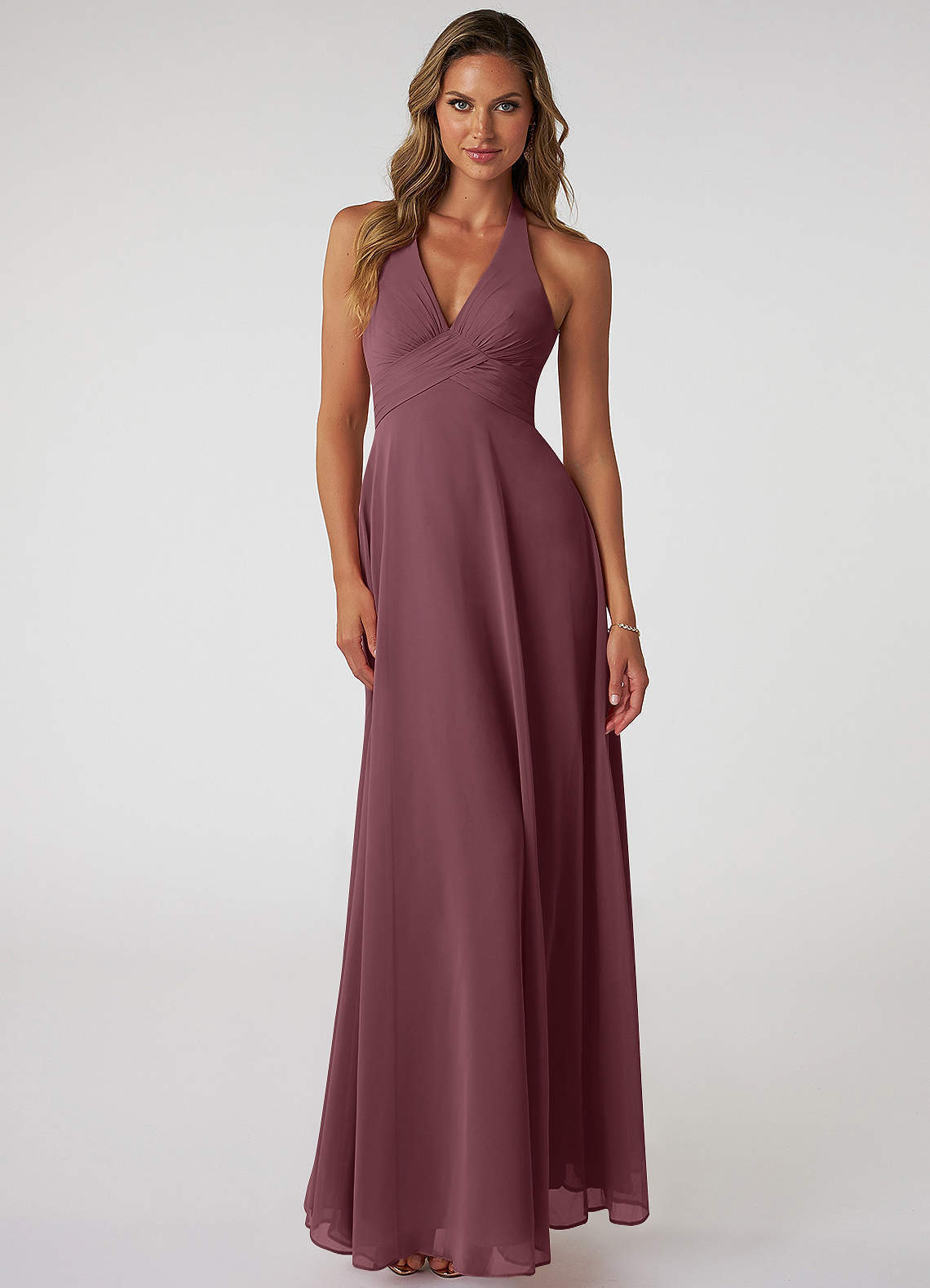 elyessen Tessie Sky Blue A-Line V-Neck Pleated Chiffon Dress 5
