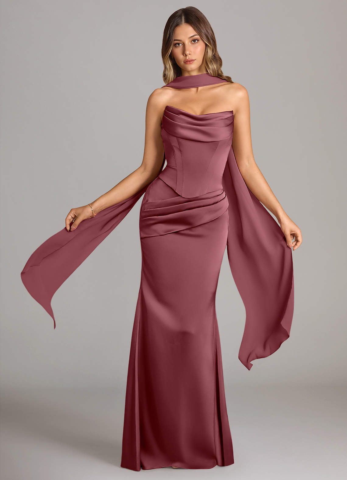 elyessen Sorrel Black Mermaid Strapless Stretch Satin Convertible Dress 5