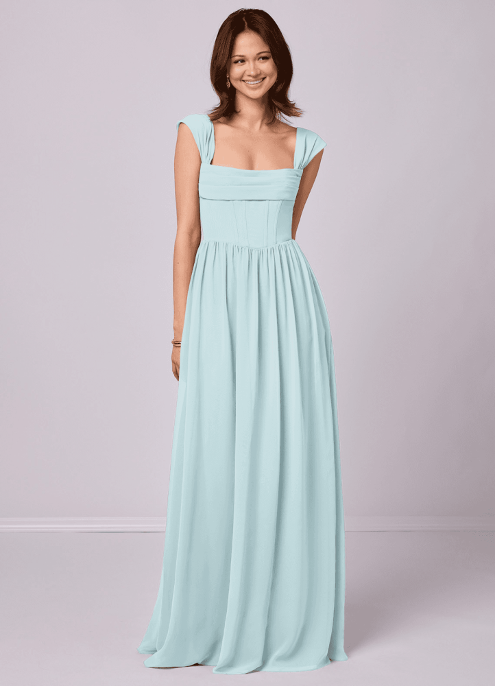 Sky Blue A-Line Corset Chiffon Dress Sky Blue 2