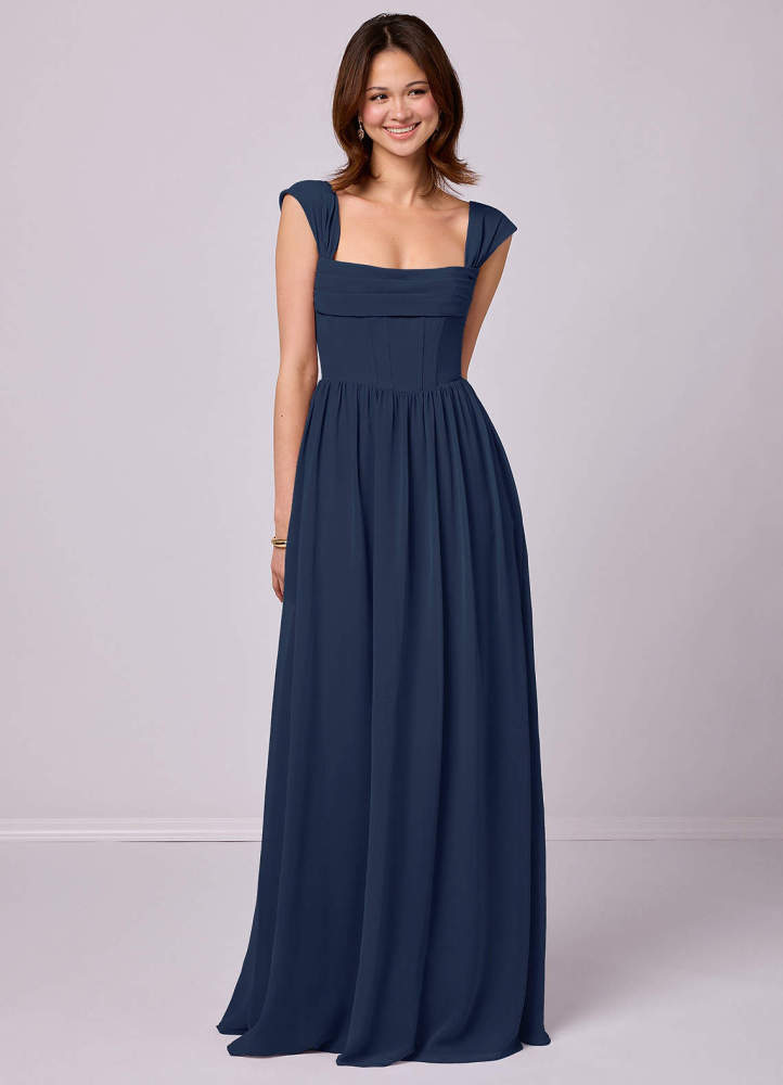 Sky Blue A-Line Corset Chiffon Dress Sky Blue 3
