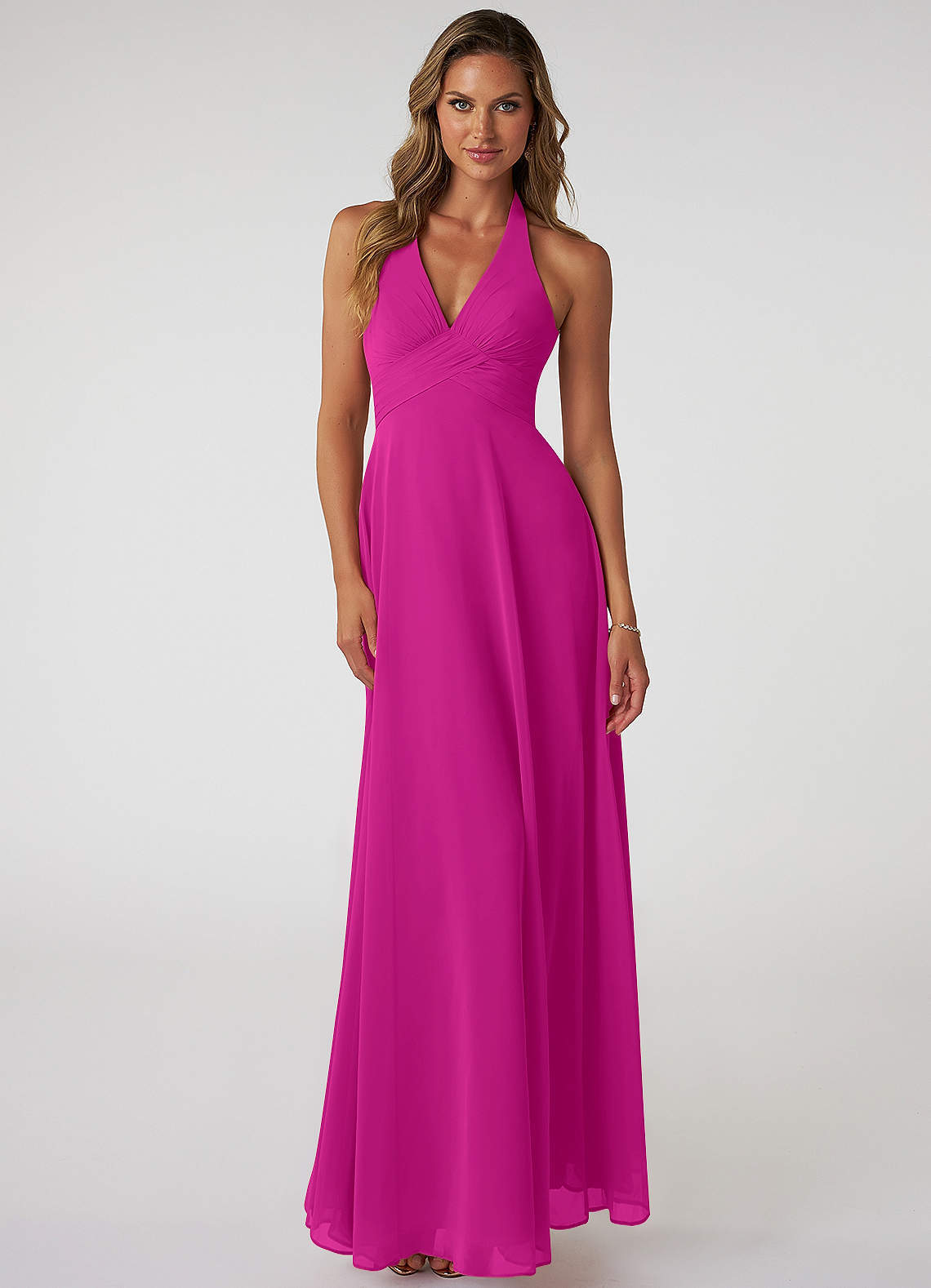elyessen Tessie Sky Blue A-Line V-Neck Pleated Chiffon Dress 4
