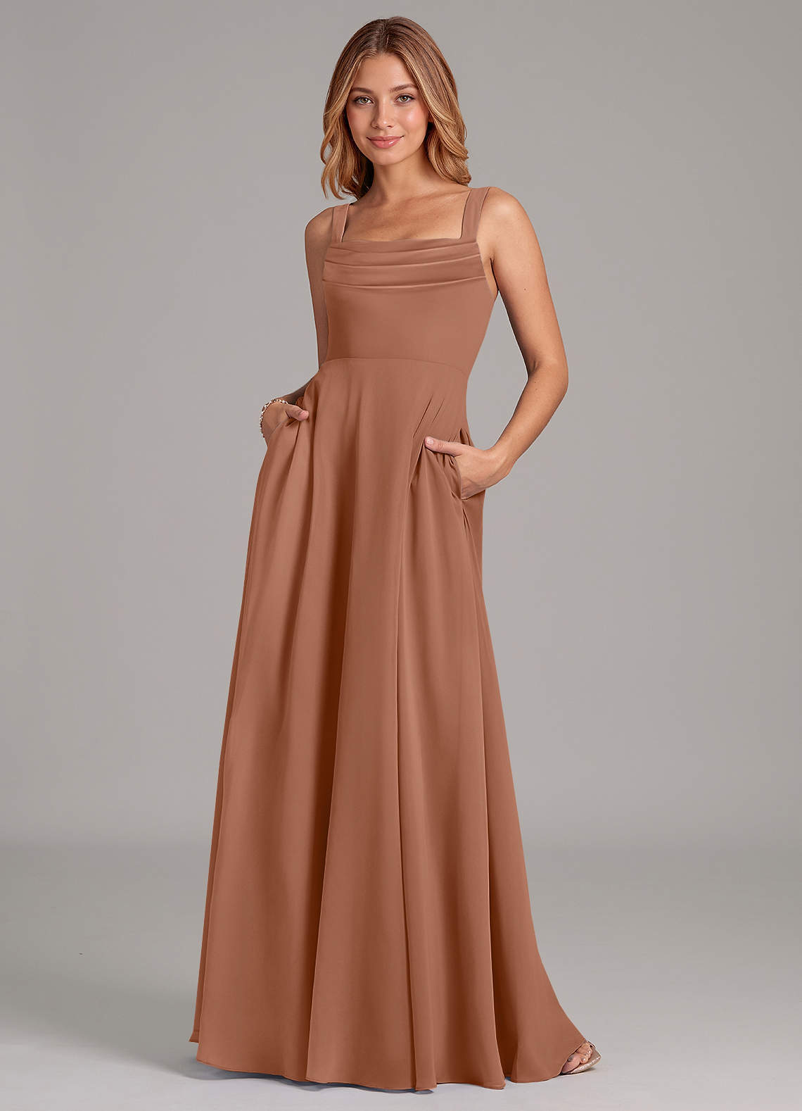 elyessen Shaude Sky Blue A-Line Pleated Chiffon Dress 7