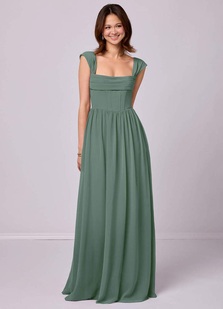 Sky Blue A-Line Corset Chiffon Dress Sky Blue 1