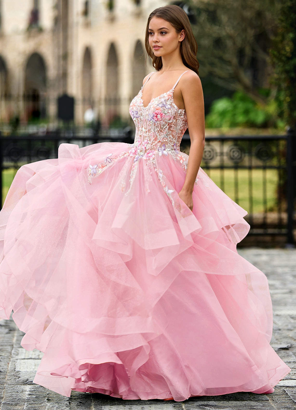 Goartrume Pink Mermaid Tulle Prom Dress