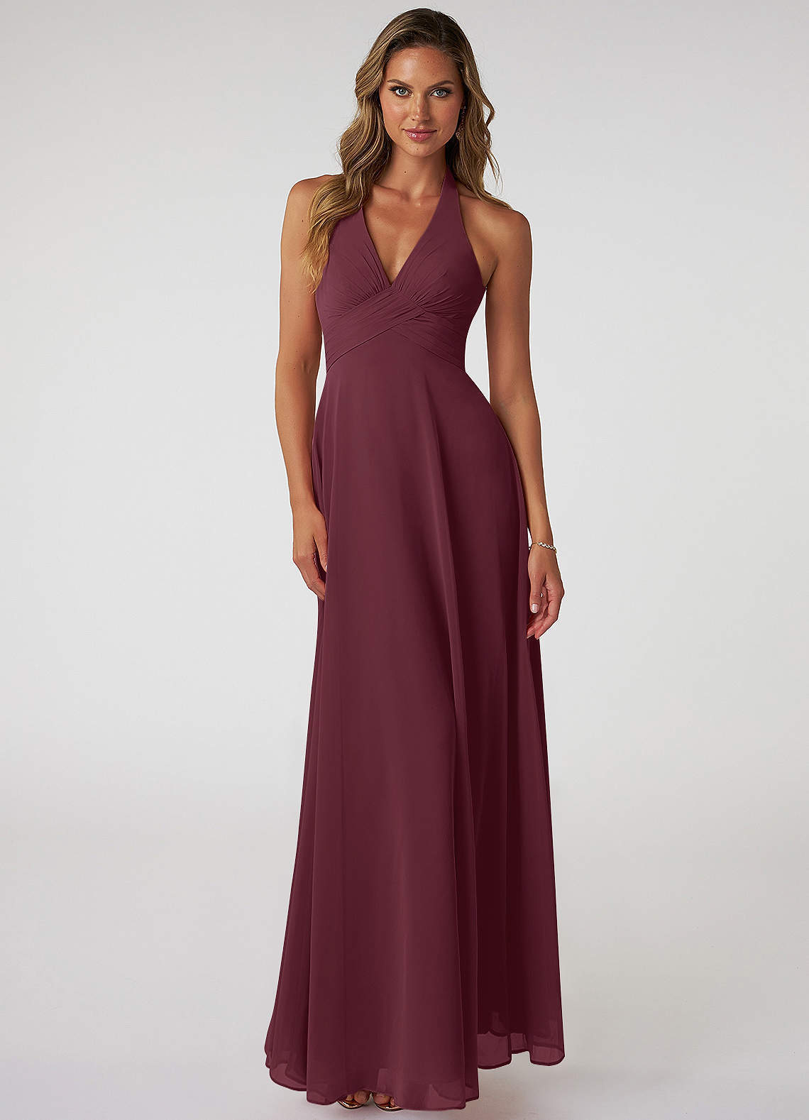 elyessen Tessie Sky Blue A-Line V-Neck Pleated Chiffon Dress 6