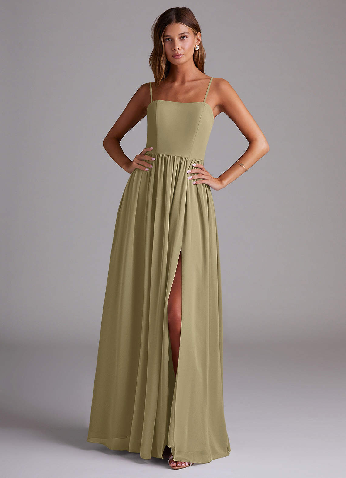elyessen Calianna Dusty Blue A-Line Off the Shoulder Chiffon Convertible Dress 1