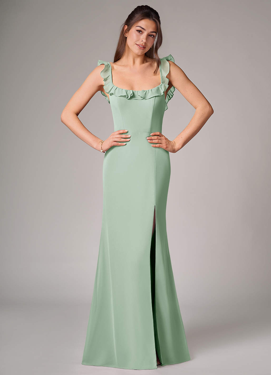 elyessen Callie Sky Blue Mermaid Side Slit Chiffon Convertible Dress 1
