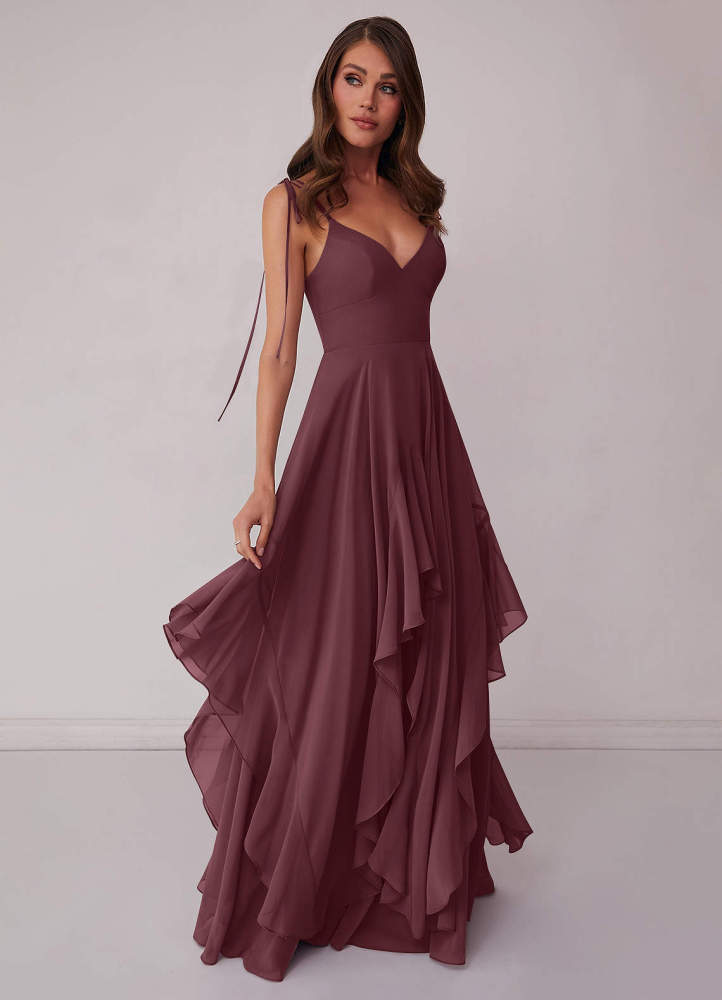 Agave A-Line Bow Chiffon Dress Moss Green 4