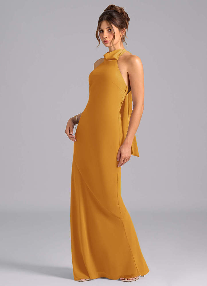 elyessen Velli Dusty Blue Mermaid High Neck Chiffon Dress 7