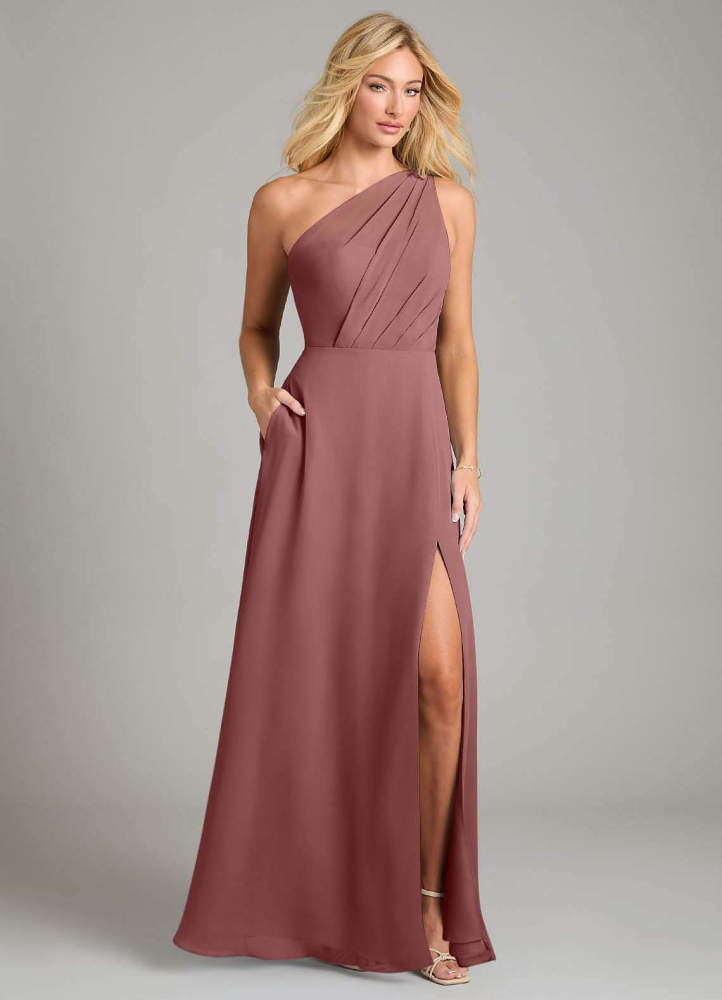 elyessen Phaedra Black A-Line One Shoulder Chiffon Dress 5