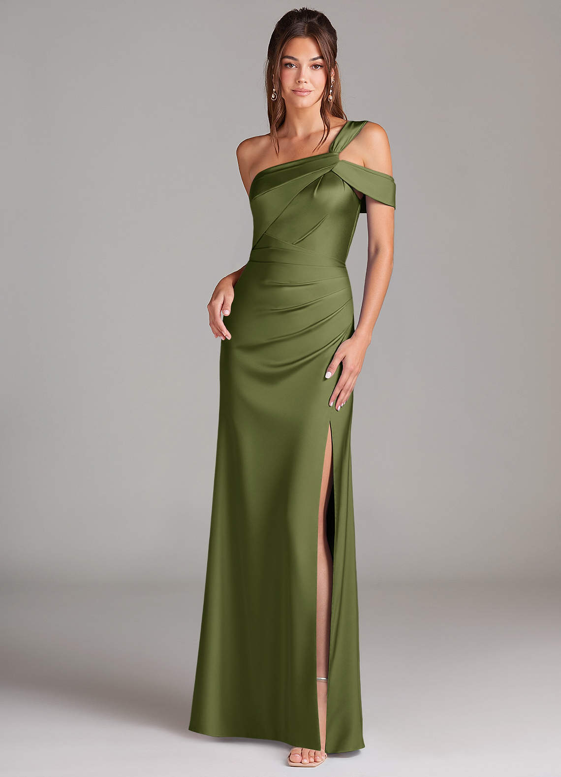 elyessen Wynter Black Sheath One Shoulder Stretch Satin Dress 2