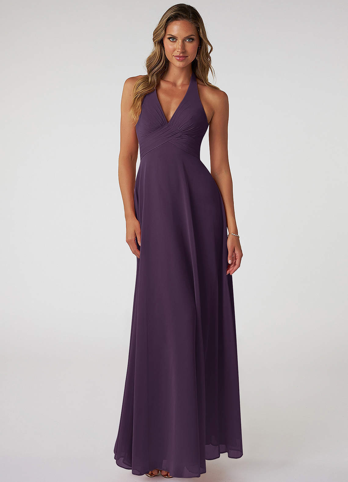 elyessen Tessie Sky Blue A-Line V-Neck Pleated Chiffon Dress 5