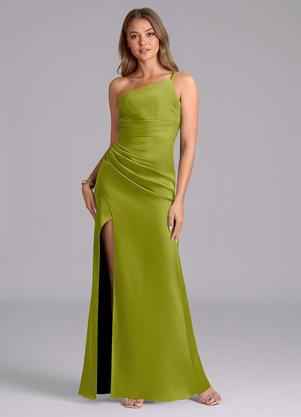 elyessen Eren Black Mermaid One Shoulder Stretch Satin Dress 2