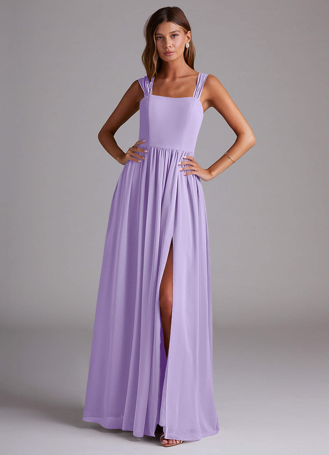 elyessen Calianna Dusty Blue A-Line Off the Shoulder Chiffon Convertible Dress 4