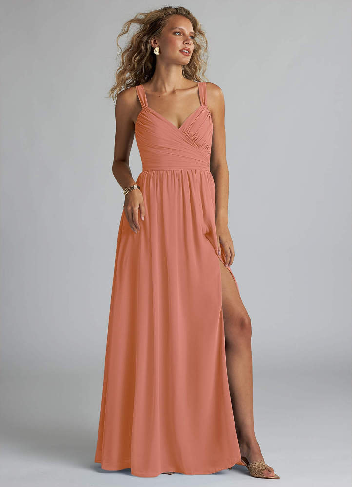 elyessen Aziza Sky Blue A-Line V-Neck Pleated Chiffon Dress 8