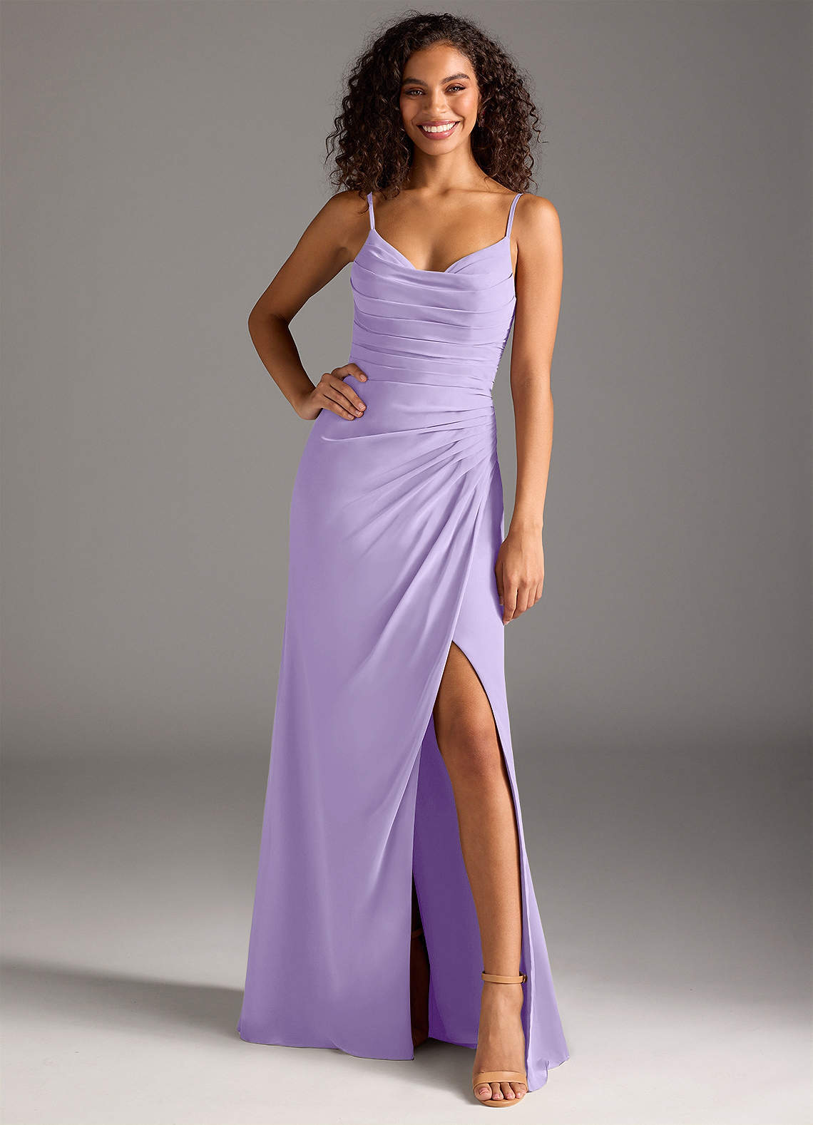 elyessen Deandra Dusty Blue Mermaid Pleated Chiffon Dress 4