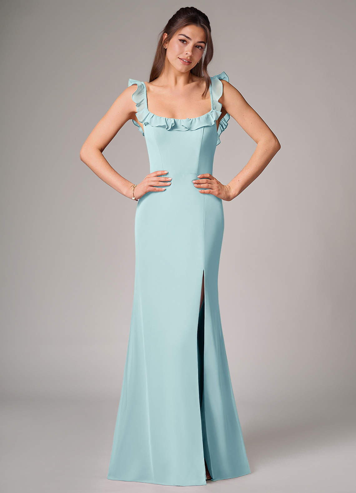 elyessen Callie Sky Blue Mermaid Side Slit Chiffon Convertible Dress 2