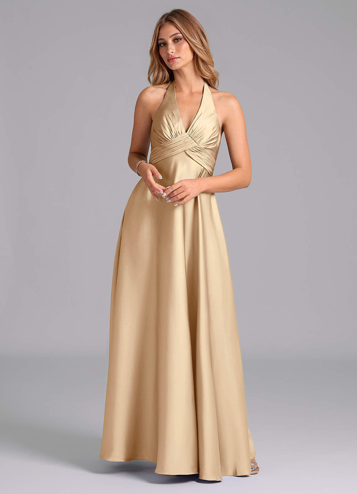 elyessen Tessie Terracotta A-Line Pleated Stretch Satin Dress 7