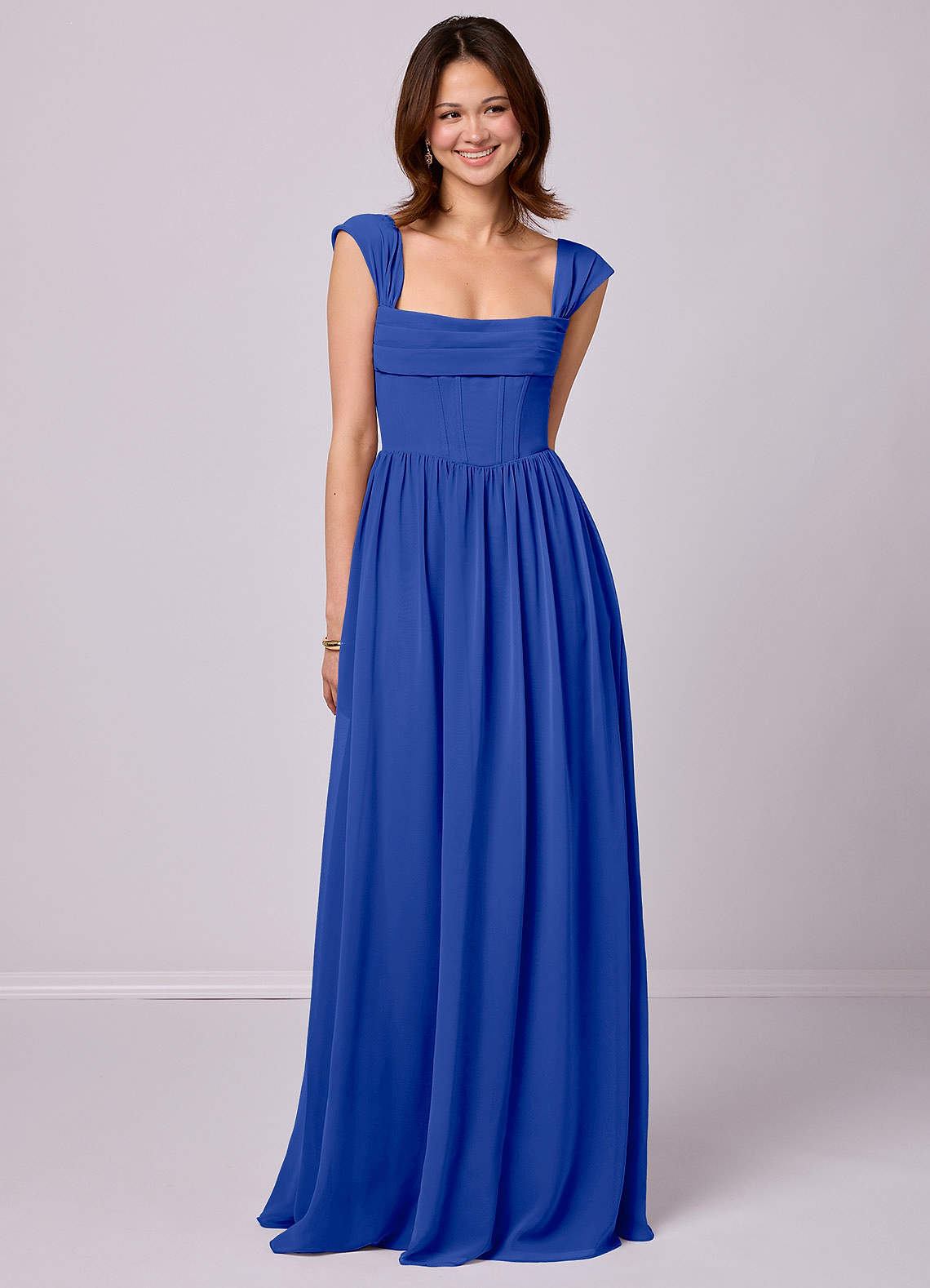 Sky Blue A-Line Corset Chiffon Dress Sky Blue 2