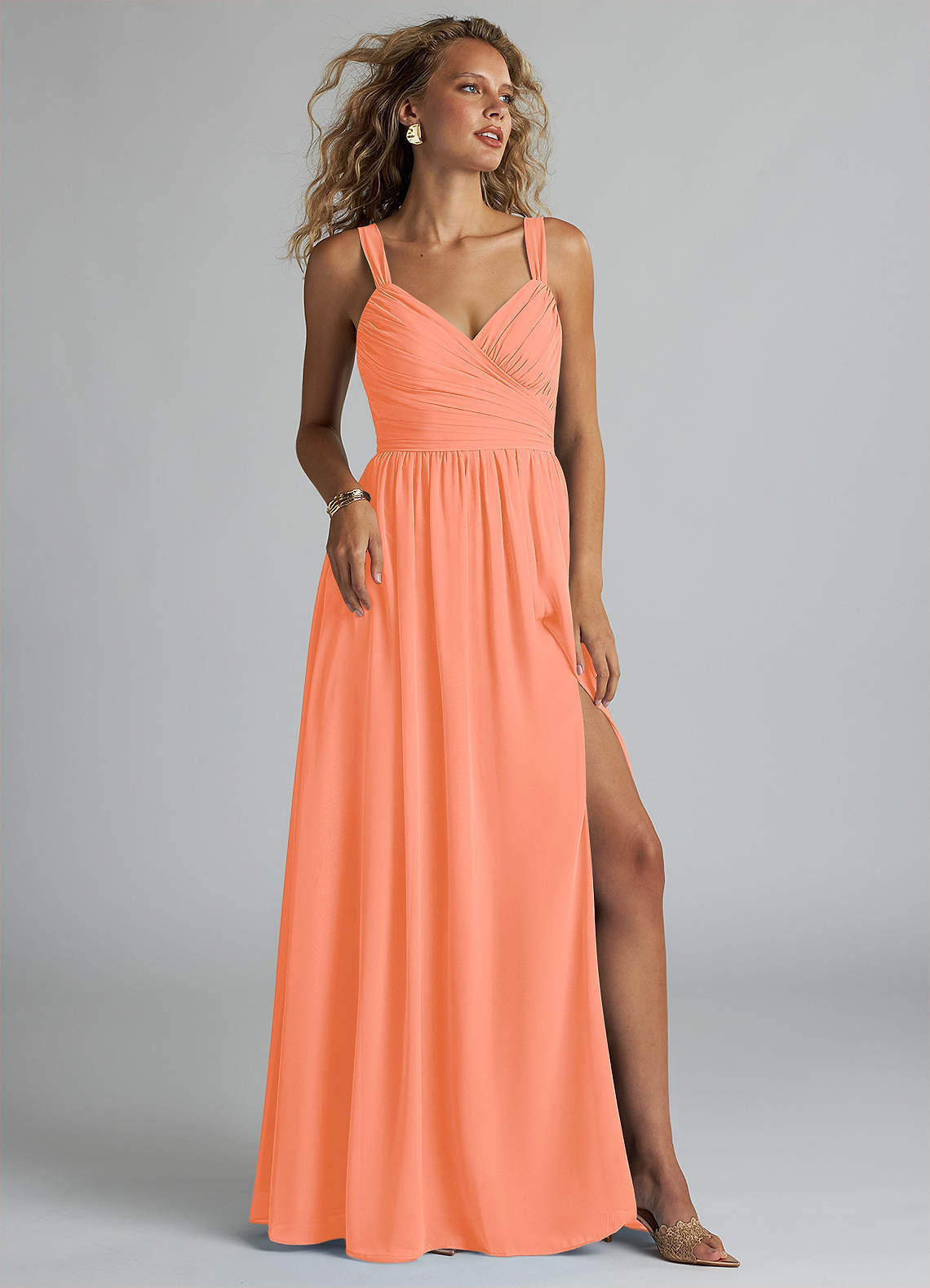 elyessen Aziza Sky Blue A-Line V-Neck Pleated Chiffon Dress 8