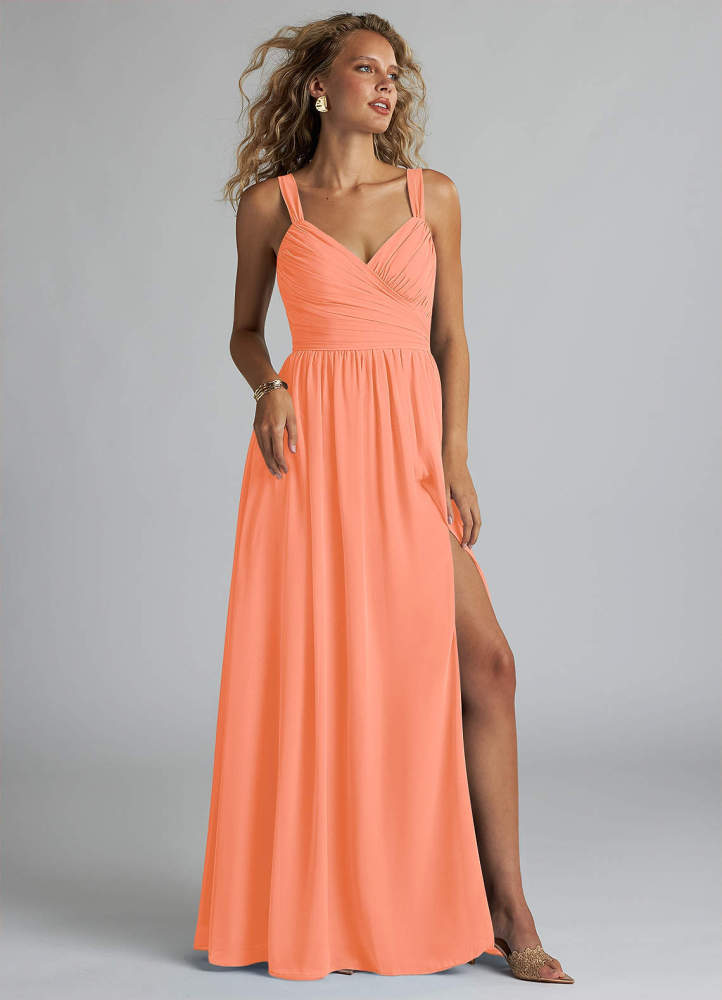 elyessen Aziza Sky Blue A-Line V-Neck Pleated Chiffon Dress 8