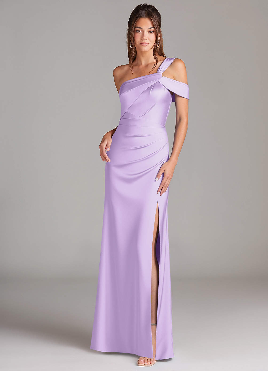 elyessen Wynter Black Sheath One Shoulder Stretch Satin Dress 4