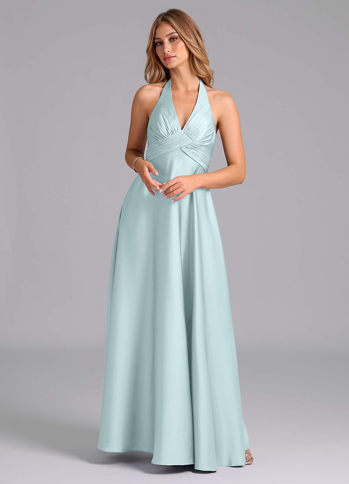 elyessen Tessie Terracotta A-Line Pleated Stretch Satin Dress 2