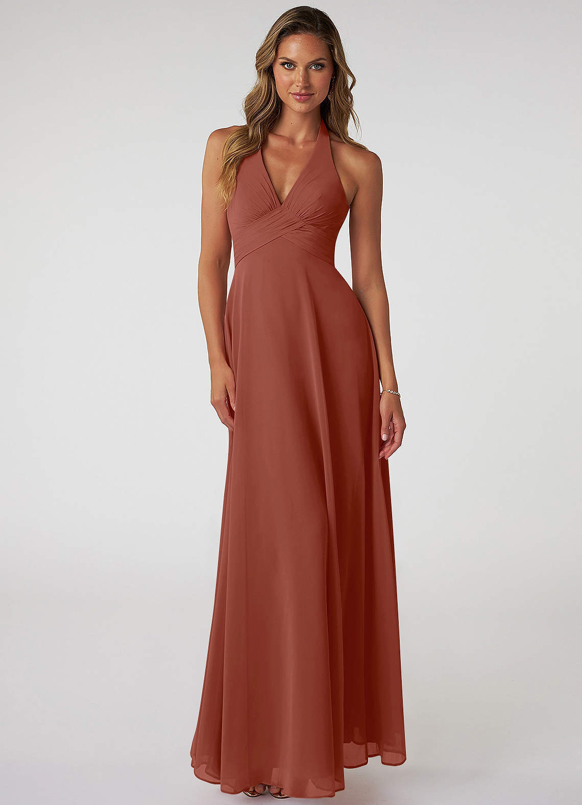 elyessen Tessie Sky Blue A-Line V-Neck Pleated Chiffon Dress 6