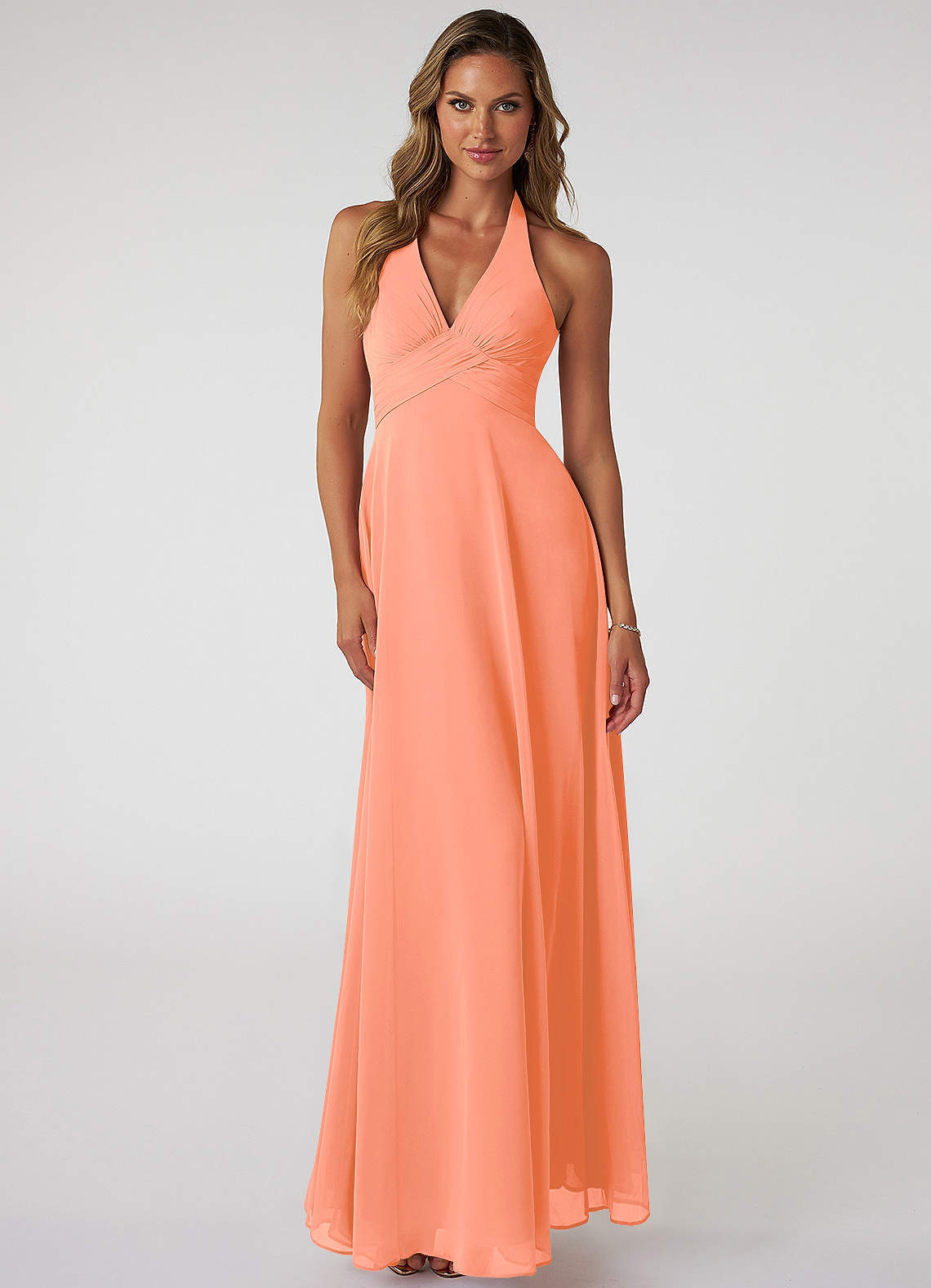 elyessen Tessie Sky Blue A-Line V-Neck Pleated Chiffon Dress 8