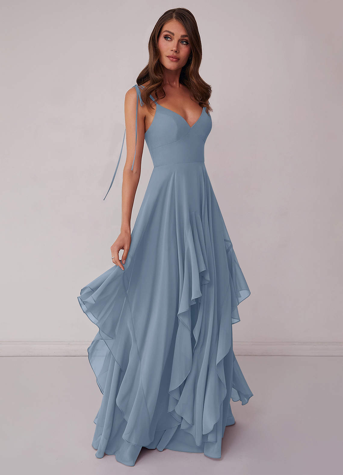 Agave A-Line Bow Chiffon Dress Moss Green 2