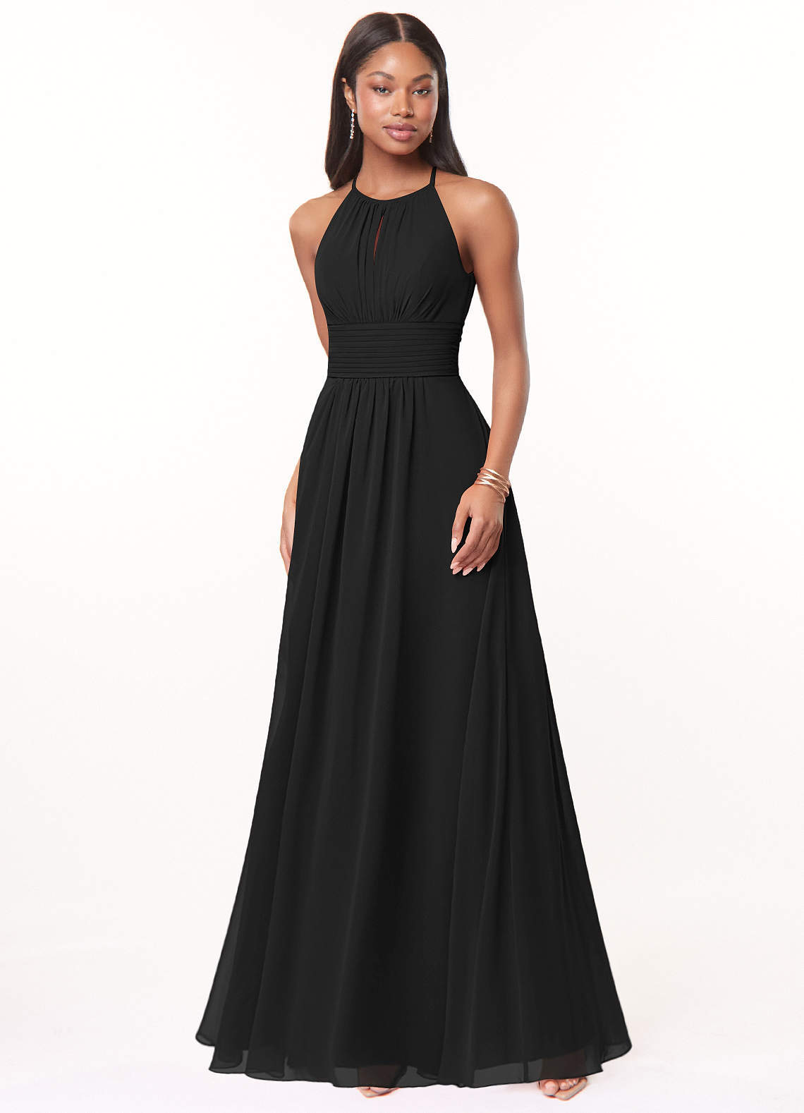 elyessen Bonnie Burgundy A-Line Keyhole Ruched Chiffon Dress 7