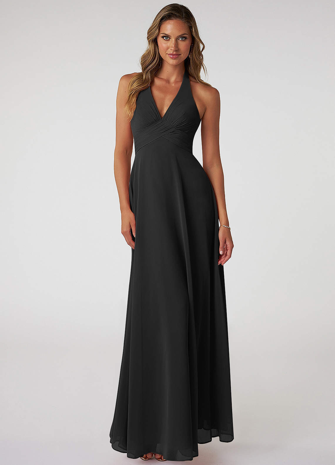 elyessen Tessie Sky Blue A-Line V-Neck Pleated Chiffon Dress 8