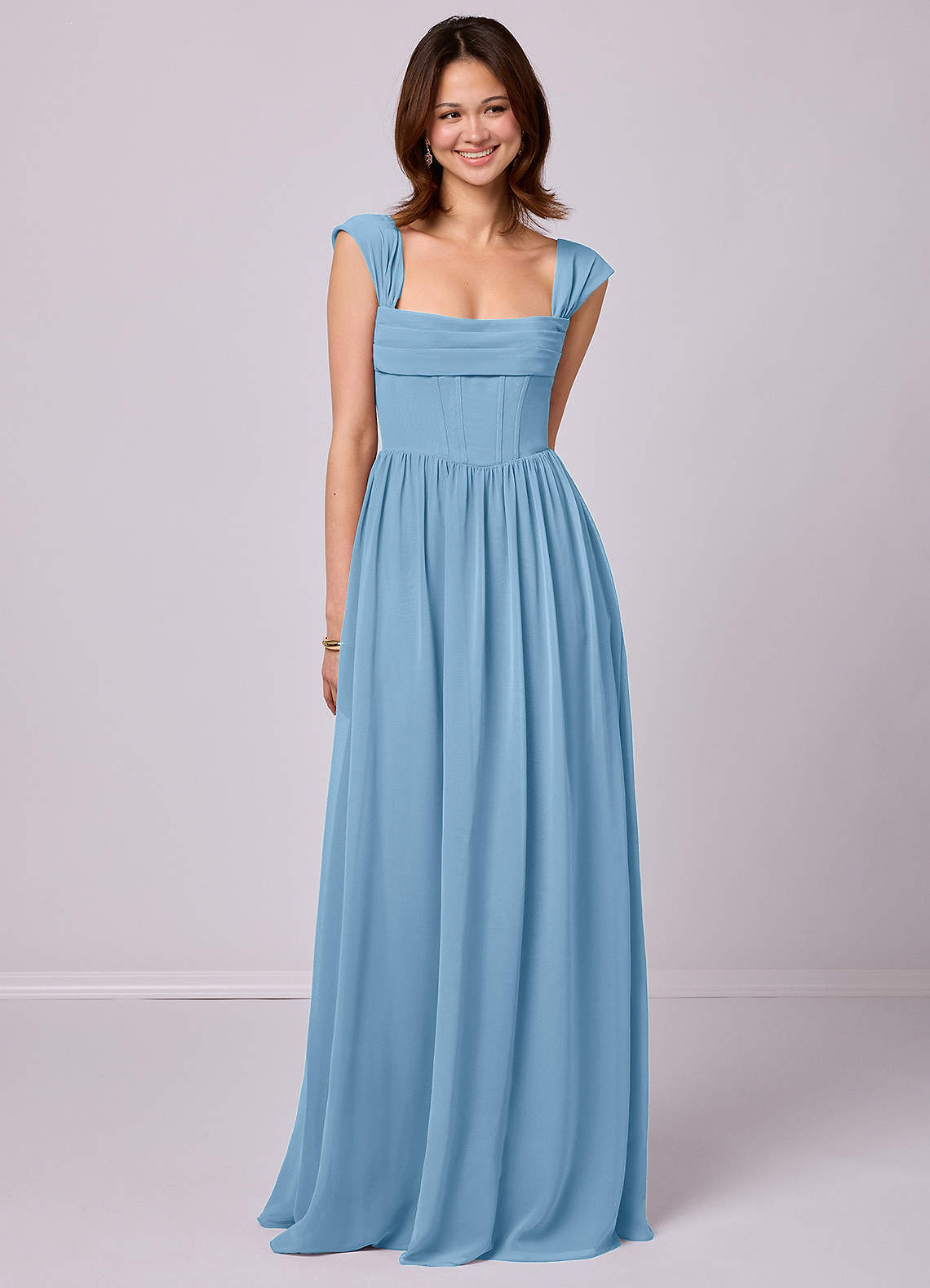Sky Blue A-Line Corset Chiffon Dress Sky Blue 2
