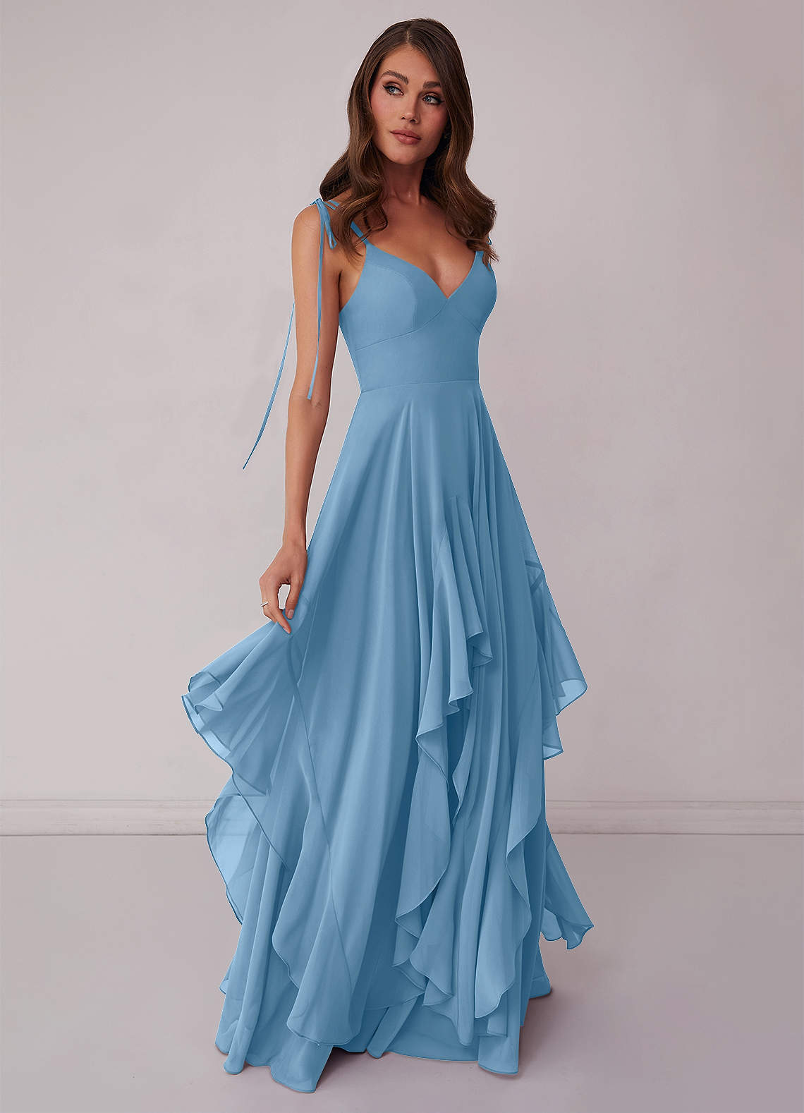 Agave A-Line Bow Chiffon Dress Moss Green 2