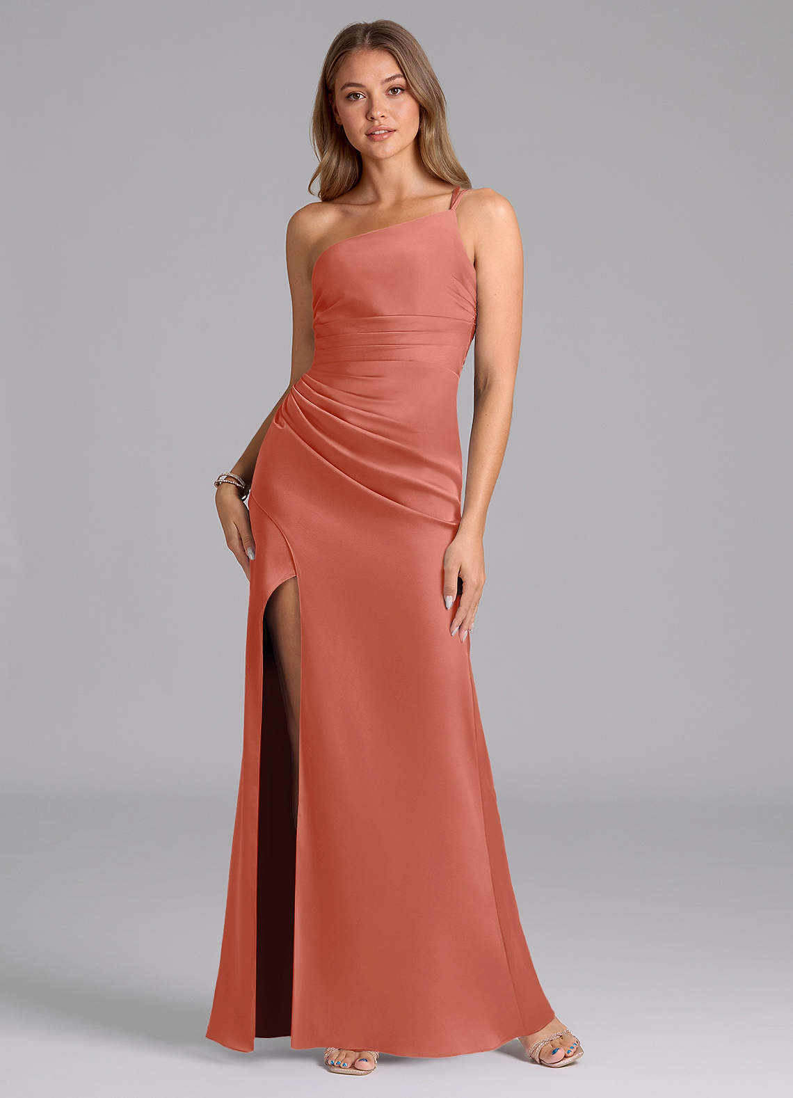 elyessen Eren Black Mermaid One Shoulder Stretch Satin Dress 4