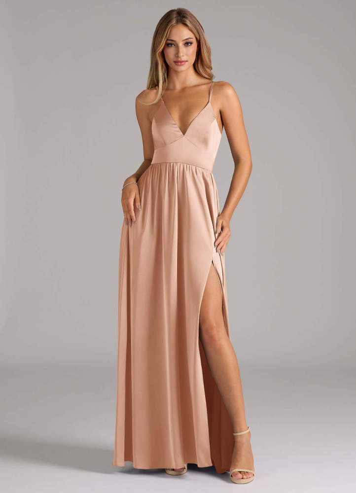 elyessen Aaida Dusty Sage A-Line Corset Stretch Satin Dress 4