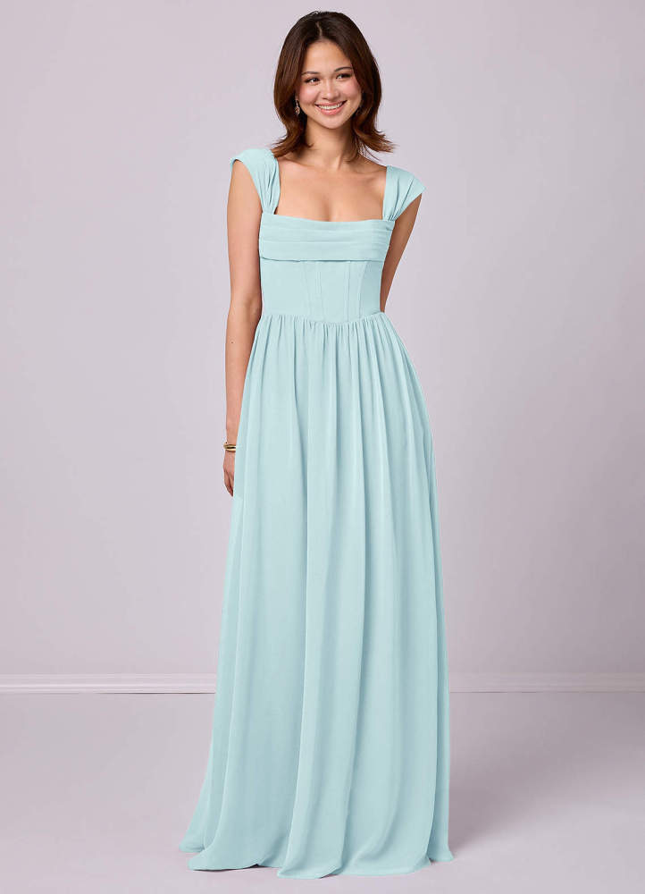 Sky Blue A-Line Corset Chiffon Dress Sky Blue 1