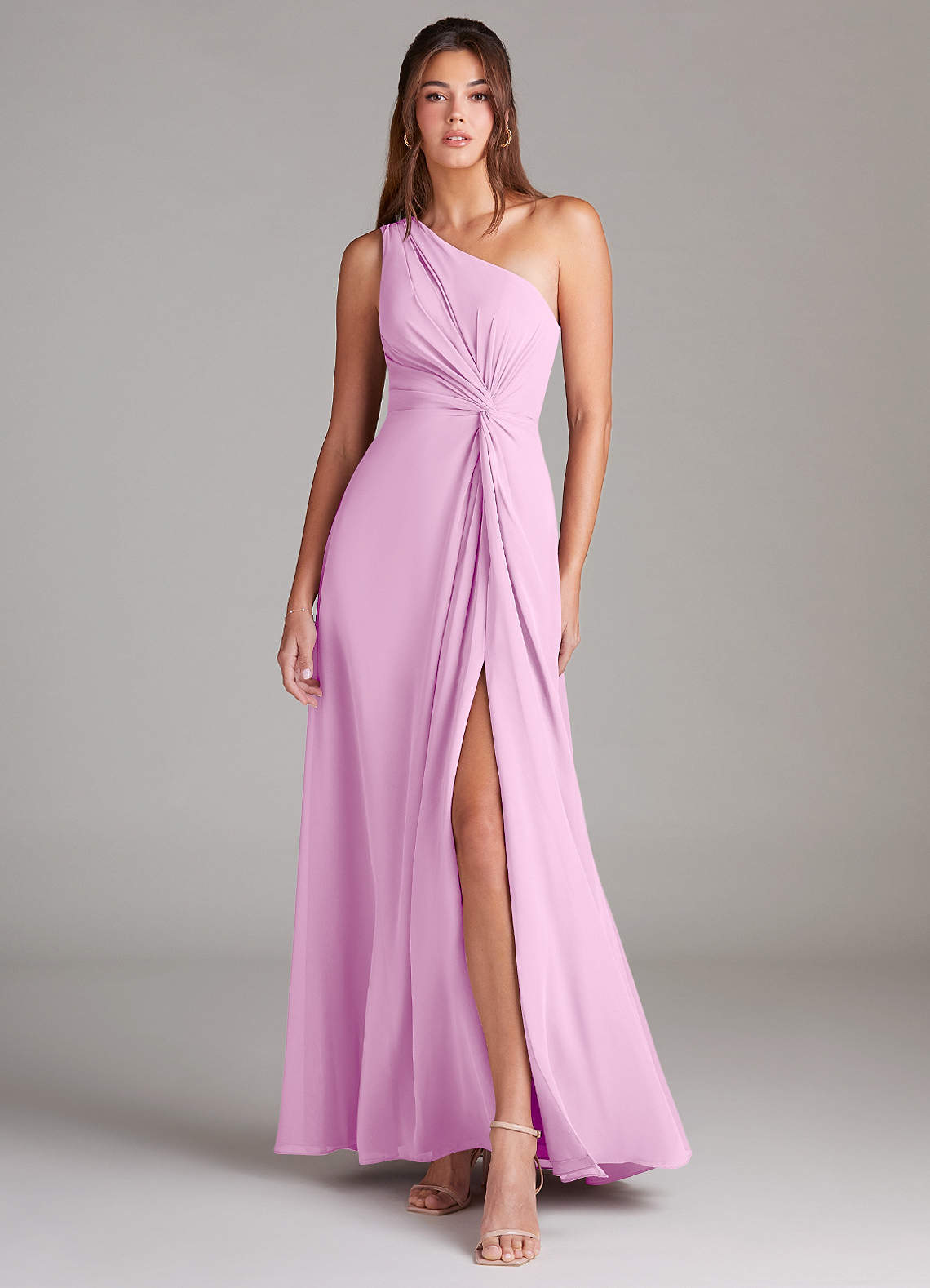 elyessen Brooke Sky Blue A-Line One Shoulder Chiffon Dress 4