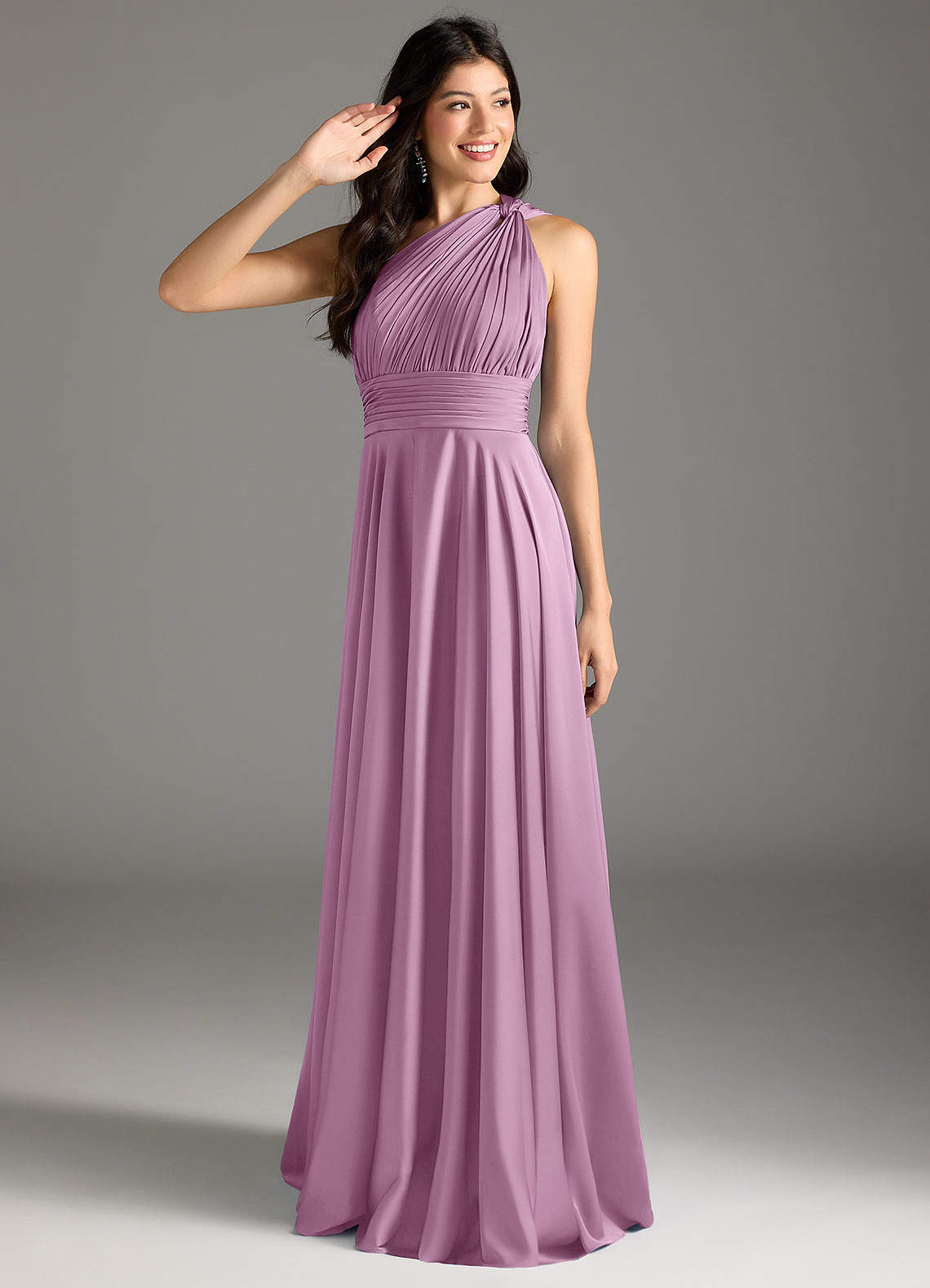 elyessen Charlize Dusty Sage A-Line One Shoulder Stretch Satin Dress 4