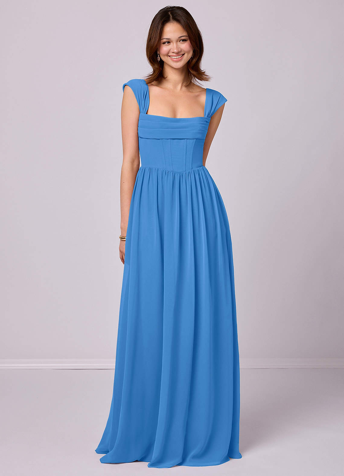 Sky Blue A-Line Corset Chiffon Dress Sky Blue 2