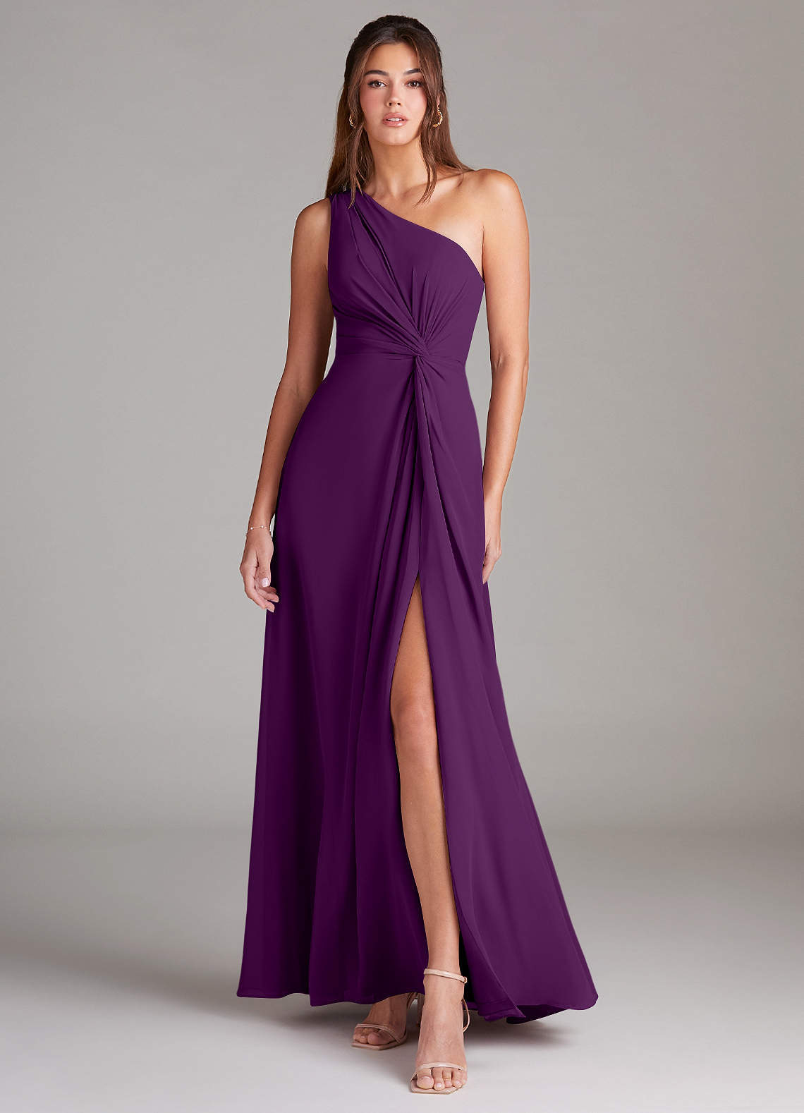 elyessen Brooke Sky Blue A-Line One Shoulder Chiffon Dress 5
