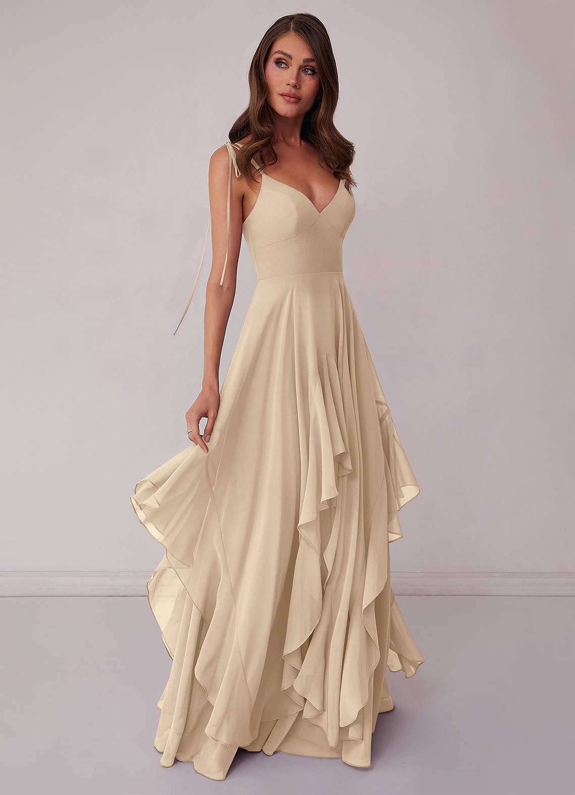 Agave A-Line Bow Chiffon Dress Moss Green 5