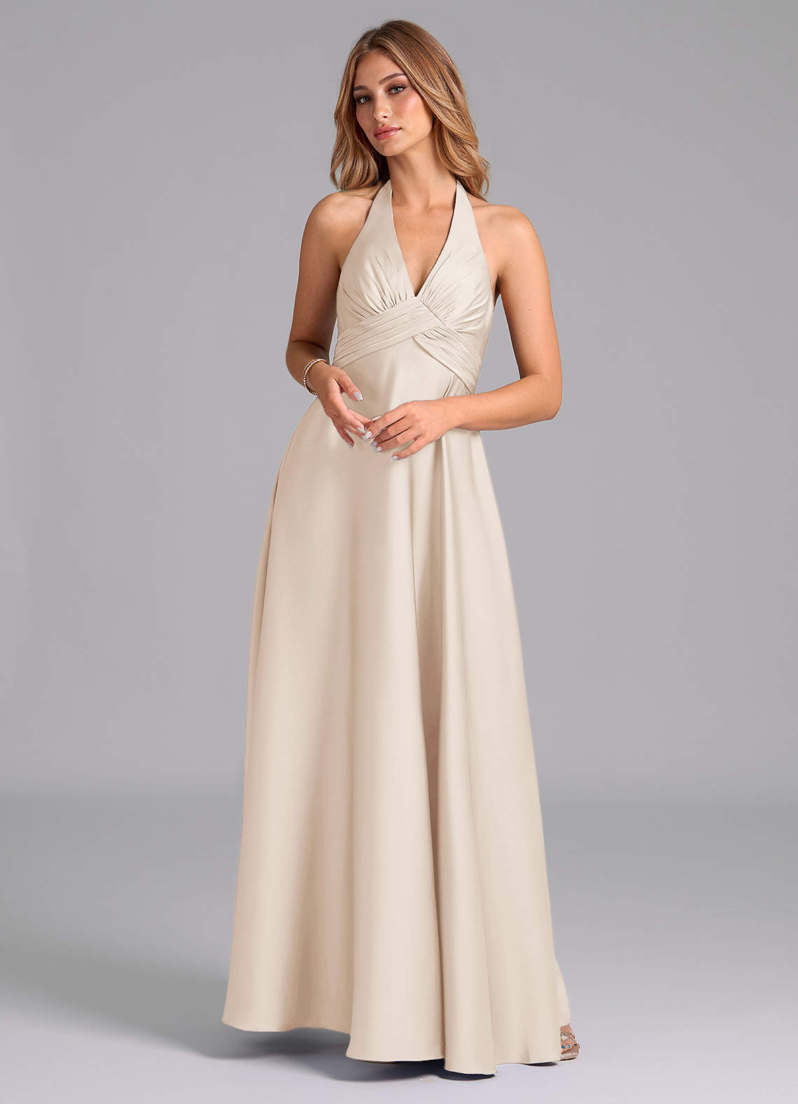 elyessen Tessie Terracotta A-Line Pleated Stretch Satin Dress 7